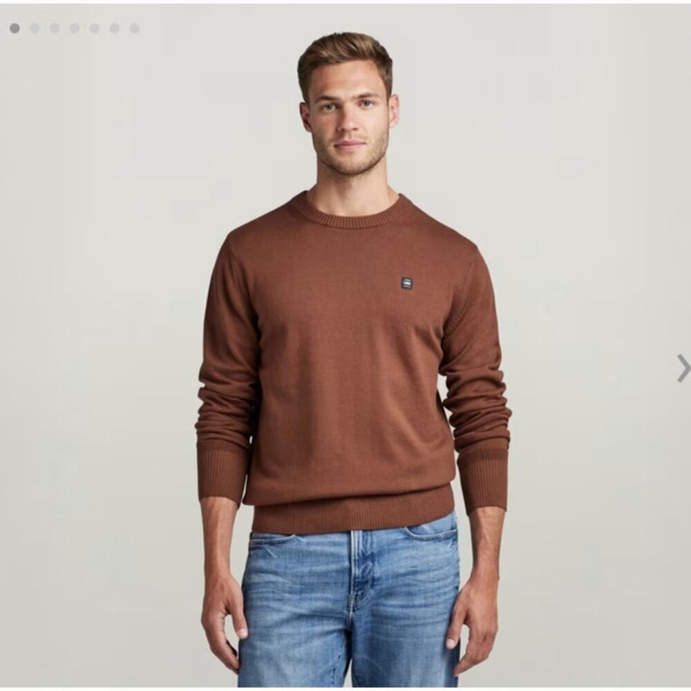 G-Star Raw Premium Core Knitted Crewneck Sweater Brown XXL Casual Preppy Earthy